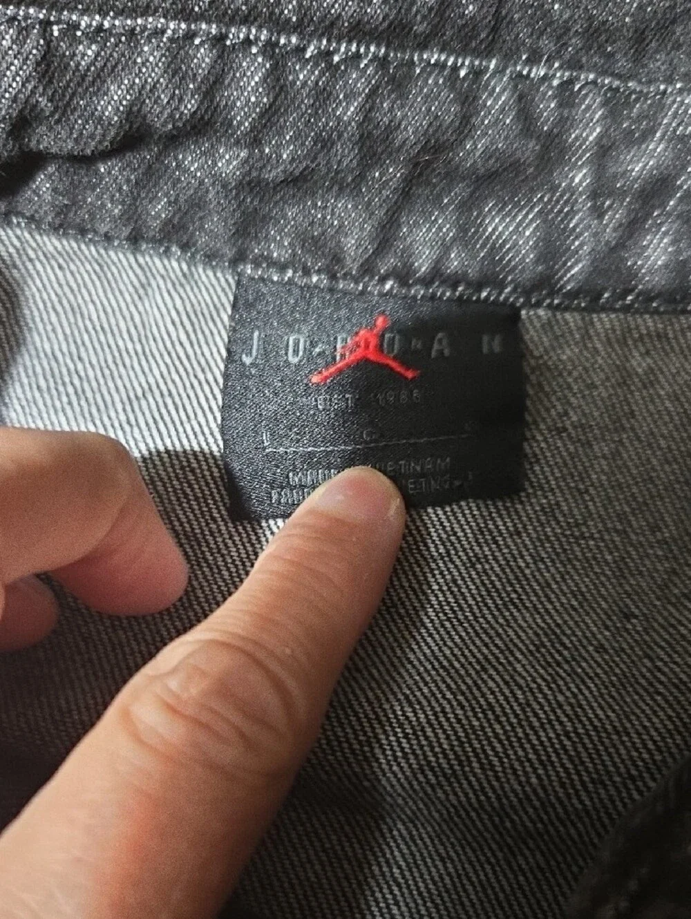 Jordan Black Short-Sleeve Denim Shirt Jacket. Sz L Snap Front Air Jordan Thick
